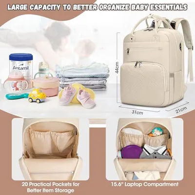 Baby Backpack Wickeltasche mit Wickelmatte - Multifunktionale Windel Tasche für Eltern