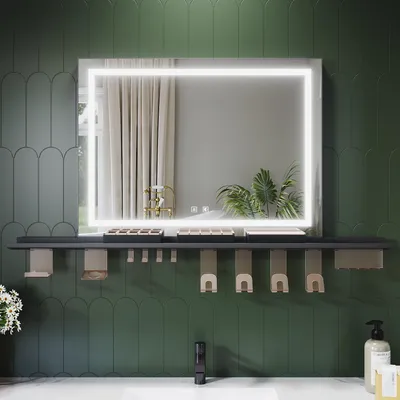 Zdjęcie produktu dla Lustro łazienkowe SONNI 80 x 60 cm, trójkolorowe, ściemniane, RA90, przeciwmgielne, z wielofunkcyjną półką