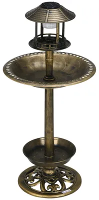 Produktbild von Vogeltränke Vogelhaus Futterschale, wetterbständig, 2 Schalen, Vintagedesign, 50 x 50 x 110 cm, Bronzefarben