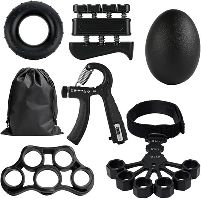 Immagine prodotto di Set di attrezzi per l'allenamento della mano, composto da 7 elementi, con diverse resistenze, ideale per l'allenamento della mano e delle dita