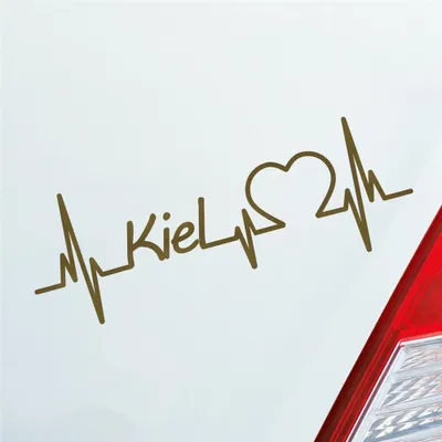Produktbild von Auto Aufkleber Kiel Herz Herzschlag 19x7 cm Gold Sticker Heckscheibenaufkleber