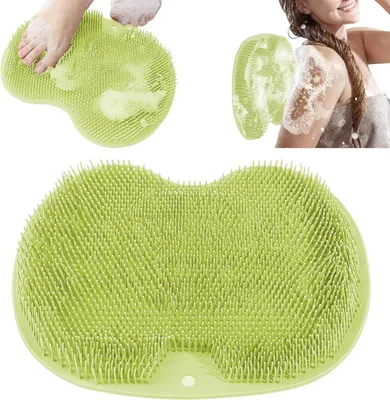 Image de Tapis de douche en silicone avec brosse pour les pieds, tapis de massage pour les pieds, antidérapant, exfoliant, vert