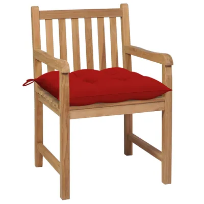 Immagine prodotto di vidaXL Sedie da giardino 2 pezzi con cuscini rossi in legno massiccio teak