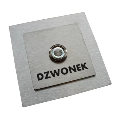 Zdjęcie produktu dla Przycisk dzwonka do domofonu wyjścia wejścia furtki bramy drzwi Stal LED 9/12/24/230V 10x10 kwadrat INOX nierdzewny