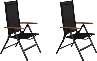 Produktbild von 2xLamira Gartenstuhl Positionsstuhl, schwarz und teak Armlehnen.