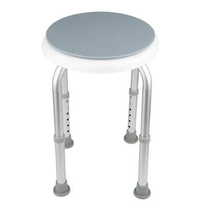 Image de Tabouret de douche 36-51cm Hauteur réglable Tabouret de bain Chaise de douche Aide au bain 360°Pivotant en alu et plastique