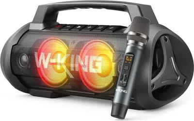 Produktbild von W-KING 120W PEAK Bluetooth Lautsprecher mit Mikrofon, 70W Party Musikbox, HiFi Stereo, Super Bass, EQ, LED Licht, 42H Akku, Powerbank, TF, MIC-IN, AUX