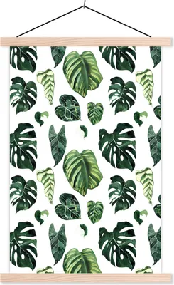 Produktbild von MuchoWow® Textilposter Tropisch - Blätter - Grün 40x60 cm mit holzfarbenen Rahmen - Poster
