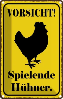 Produktbild von vianmo Blechschild 30x20 cm Vorsicht spielende Hühner Warnschild Hinweisschild Sicherheit