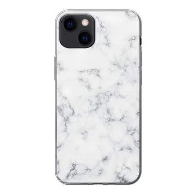 Produktbild von MuchoWow® Handyhülle Schutzhülle Hülle für iPhone 13 Marmor - Weiß - Silber - Glitter - Marmoroptik - Chic Silikon Softcase Handy Hülle - Karteninhaber
