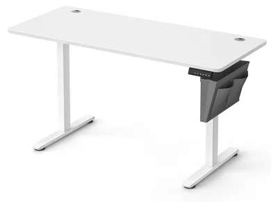 Produktbild von Elektrischer Sitz-Steh-Schreibtisch – höhenverstellbar – Spanplatte/Stahl – 60 x 140 cm – Wolkenweiß