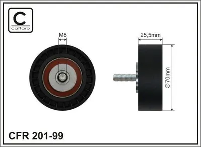 Produktbild von CAFFARO 201-99 Spannrolle Keilrippenriemen 70mm passend für MERCEDES-BENZ 190 (W201) Stufenheck (W124) C-Klasse Limousine (W202) SL (R129)
