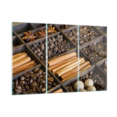 Produktbild von Bilder auf glas - Zimt Vanille Kaffee Getreide - 105x70cm - Glasbilder - Wandbilder - Kunstdruck - zum Aufhängen bereit - Wanddekoration aus Glas - Glas Bilder - Wandbild auf Glas - GCE105x70-2311