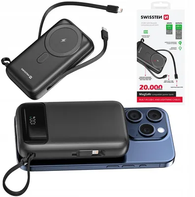 Zdjęcie produktu dla Akupank Swissten 20000mAh USB-C and Lightning