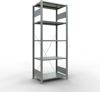 Produktbild von Schulte Fachbodenregal MULTIplus150 Stecksystem | Grundregal | HxBxT 200x75x50cm | 5 Ebenen | Fachlast 150kg | Verzinkt