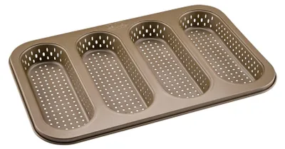 Obrázok produktu pre Perforovaná forma na chlieb 4 mini bagety 33 x 22 cm Zenker Mojave Gold