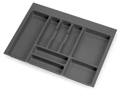 Zdjęcie produktu dla Organizer na sztućce Optima do szuflady uniwersalnej – moduł 700 mm – tworzywo sztuczne – antracytowy szary