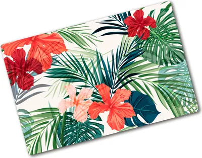 Produktbild von Tulup Glas Herdabdeckplatte - 80x52 cm - Glaskeramikkochfeld-Abdeckung Spritzschutz Glasabdeckplatte - Einteilig - Blumen & Pflanzen - Tropische Blumen - Mehrfarbig