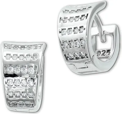 Produktbild von SilberDream Damen Ohrringe Lines Zirkonia weiß Creolen 925 Silber D2SDO4398W