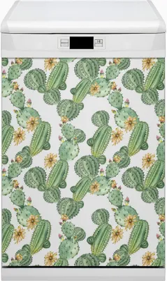 Produktbild von Magnet für Spülmaschine Abwaschbar 45x80 cm Magnet für Spülmaschine Magnetmatte Dekor - Kakti mit Blumen