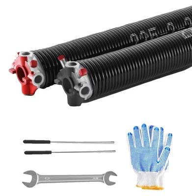 Produktbild von VEVOR Garagentor Torsionsfedern, Paar von 0,234 x 2 x 28 Zoll, 16000 Zyklen, elektrophoretisch schwarz beschichtet für den Austausch, Garagentorfedern mit rutschfesten Wickelstangen, Handschuhen und Montageschlüssel, 0.225x2x24 Zoll