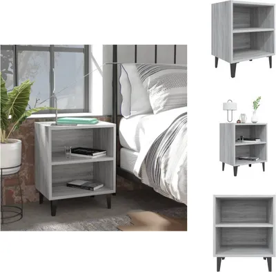 Productafbeelding van vidaXL Nachtkastje met metalen poten, grijs Sonoma, 40x30x50 cm - Nachtkastjes