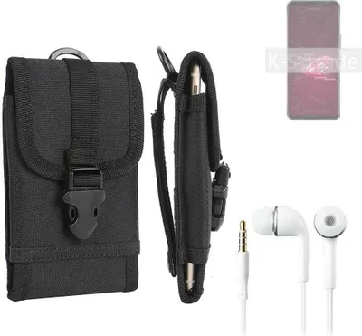 Produktbild von K-S-Trade Holster Schutz Hülle kompatibel mit Asus ROG Phone 6 Gürteltasche Handy Hülle Tasche outdoor Seitentasche schwarz 1x + Kopfhörer