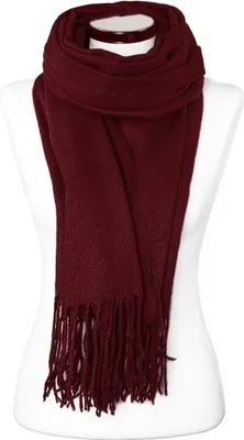 Produktbild von Strickschal mit Fransen einfarbig lang XXL Wollschal Oversized Winterschal Neverless®