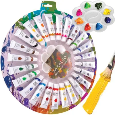 Zdjęcie produktu dla Farby akrylowe 12ml - zestaw 24 szt. Maaleo 24725