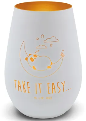 Produktbild von Mr. & Mrs. Panda Laterne Panda Easy - Weiß - Geschenk, Glas Windlicht, Teelichthalter, Outdoor, Kerzenhalter