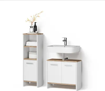 Produktbild von Badezimmermöbel-Set Livinity Amalfi Weiß/Goldkraft Eiche 2 Teile, Model 59312