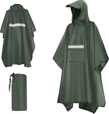 Produktbild von Famanu Regenponcho Wasserdicht mit Kapuze - Wiederverwendbarer Regenmantel für Wandern und Angeln, 225 x 140 cm