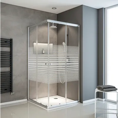 Produktbild von SCHULTE Eckeinstieg Sunny ExpressPlus 75 - 90 x 180 cm Profilfarbe silber Glasdekor Querstreifen EP19442 169 72