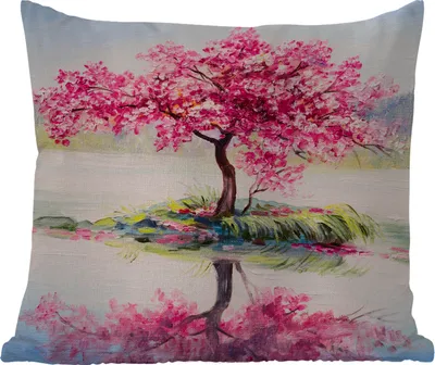 Produktbild von MuchoWow® Outdoor Kissen - Gemälde - Blüte - Wasser - Ölgemälde - 45x45 cm - Wetterfest - Lounge Kissen - Fotokissen - Dekoratives Kissen