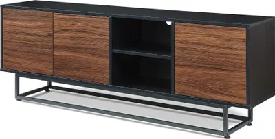 Produktbild von Lowboard 'Boxholm' mit 3 Türen Push-to-Open 160 x 30 x 57 cm Schwarz / Walnussoptik