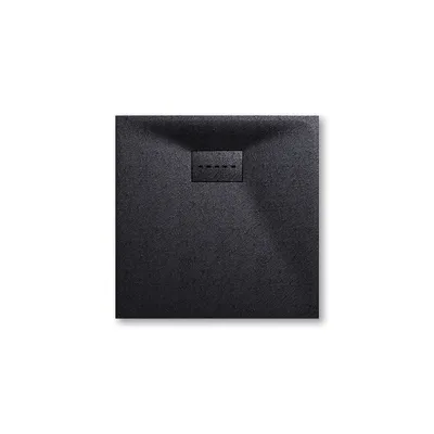 Produktbild von SONNI schwarze Badezimmer-Duschwanne 80x80 cm SMC-Steinoptik extra flache quadratische Duschwanne inkl. Ablaufgarnitur