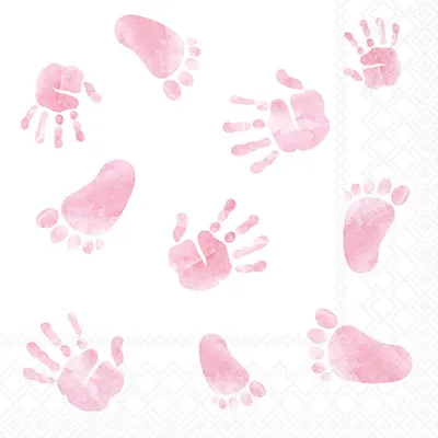 Produktbild von 20 Servietten Hands and Feet pink - Hände und Füße rosa 33x33cm