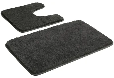 Image de Ensemble de deux tapis de bain antidérapants et lavables, couleur gris