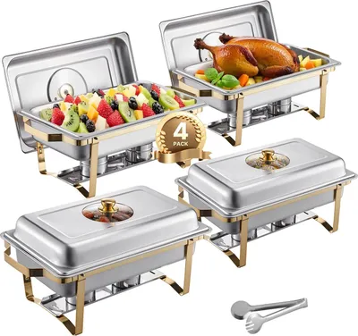 Obrázek produktu pro Chafing Dish, nerezová ocel, odnímatelná nádoba na vodu, 4 balení
