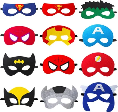 Productafbeelding van Feestmasker-set - Set van 12 - Cartoon - Cosplay - Vilten maskers voor kinderen - Gemaskerd bal - Kinderverjaardag