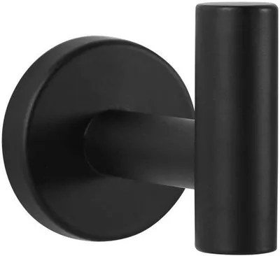 Produktbild von Unyqoos® Handtuch‑ & Bademantelhaken aus schwarzem, rostfreiem Edelstahl – Wandhaken für Bad & Küche, kratz‑ & korrosionsbeständig, inkl. Schrauben, 77×50×60 mm