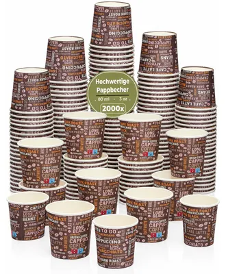 Produktbild von 2000x Pappbecher 80ml To GO Becher Papierbecher Espressobecher 3oz Einweg Kaffeebecher