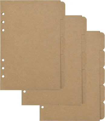 Produktbild von 3 Sets Trennblätter aus Kraftpapier mit Registerseiten für 6-Loch-Ringbücher, Notizbücher, Reisetagebücher, Journalplaner (A5)