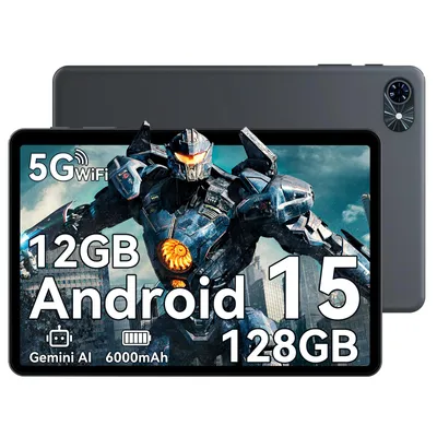 Obrázek produktu pro Tablet TABWEE T80 10 palců, Android 16, 128 GB ROM, 1280 x 800 HD, 6000 mAh baterie, 5 MP fotoaparát, 5G WiFi, Bluetooth, Gemini AI tablet