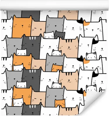 Produktbild von 10m VLIES TAPETE Rolle Kinderzimmer Frühliche Bunte Katzen Natur XXL