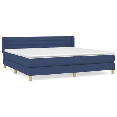 Image de vidaXL Lit boxspring avec matelas bleu 200x200 cm Tissu