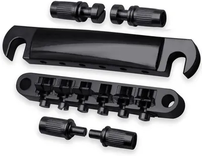 Productafbeelding van Gitaar Brug Set - Bridge Tailpiece - Gitaar Reparatie - Verstelbare Zadels - 84mm Lengte - Zwart