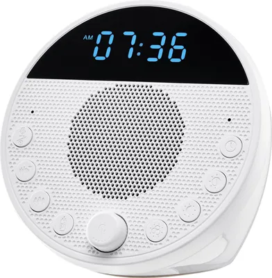 Produktbild von Einschlafhilfe - Soundmaschine - Weißes Rauschen - Mit 18 Klängen - Nachtlicht 7 Farben - Doppelalarm - Timer & Speicherfunktion