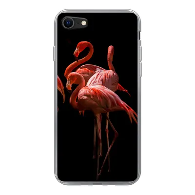Produktbild von MuchoWow® Handyhülle Schutzhülle Hülle für iPhone 8 Flamingos - Vögel - Federn - Schwarz Silikon Softcase Handy Hülle - Schutzhaube