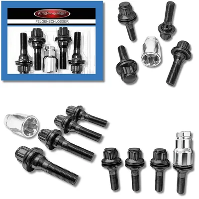 Produktbild von Felgenschloss M12x1,25x46mm Flachbund schwarze Felgenschlösser Set